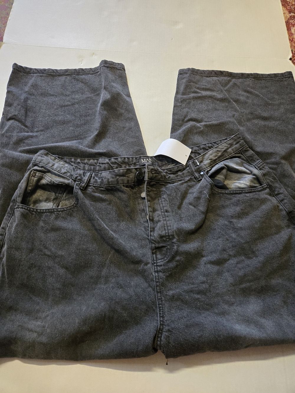 Boohoo Mens Relaxed Fit Dark Gray Jeans Size 44r
